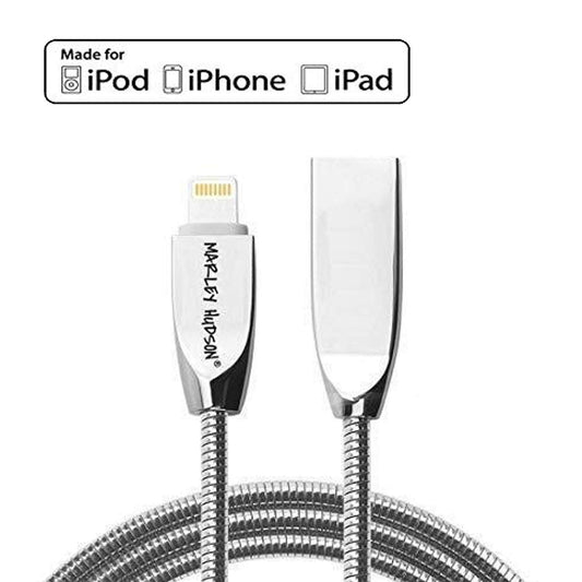 Marley Hudson Lightning USB Charging  Cable for iOS Devices (Silver) for Iphone / iPad