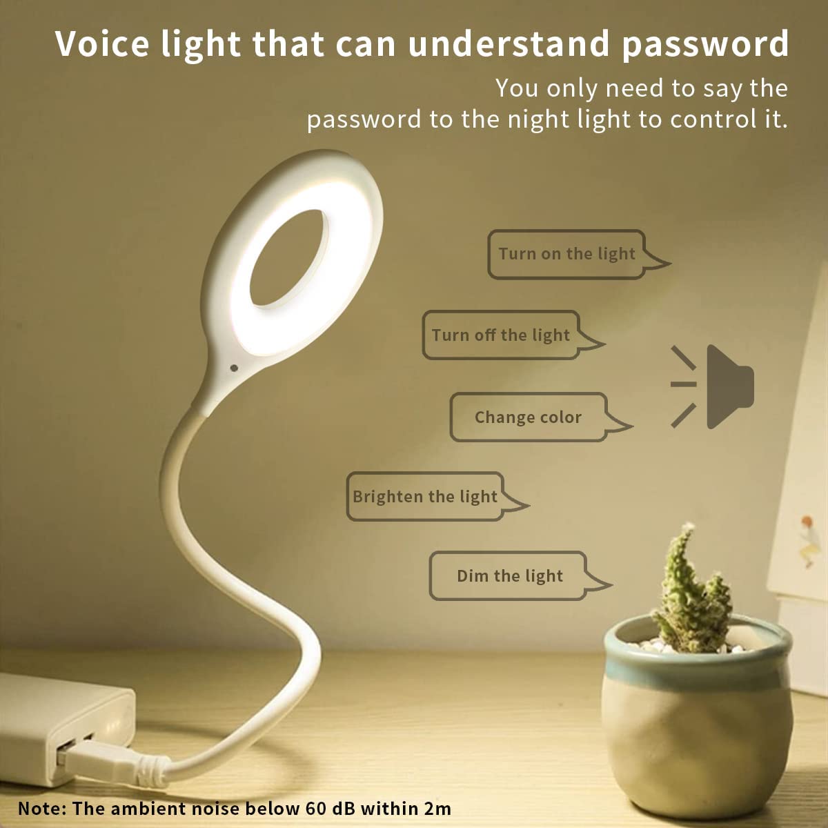USB Intelligent Voice Control Lamp Activated Lights