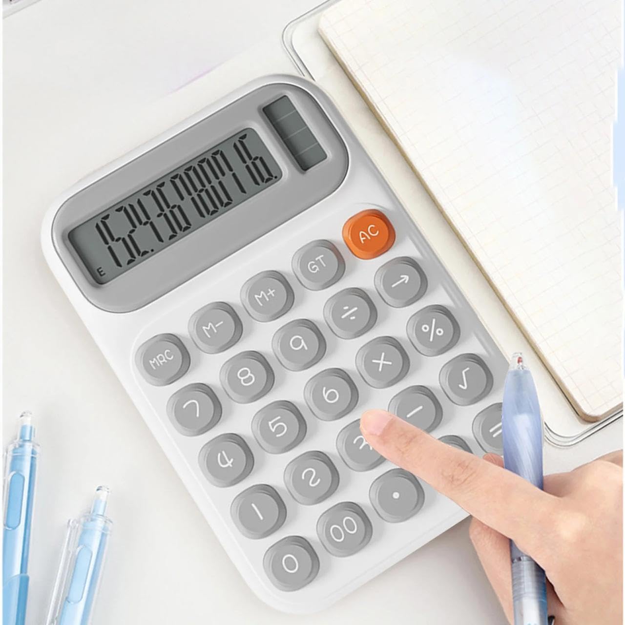 Cute Desktop Calculator with Large LCD Display, Soft Bubble Keys, GT & AC Buttons – Perfect for Study, Office & Home Use
