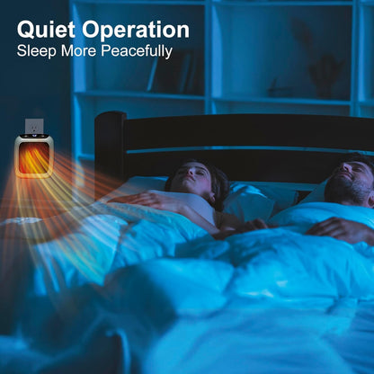 800 Convenient Wall Outlet Heater with Adjustable Thermostat Programmable 12 Hour Timer Auto Shut-Off - Mini Ceramic Heater Quiet and Space Saving