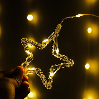 SOOLID 5+5 Star LED Curtain String Lights | Waterproof Decorative Fairy Lights for Diwali, Christmas, Wedding, Party, Bedroom | Warm White & Multi-Colour Hanging Lights for Home Decoration