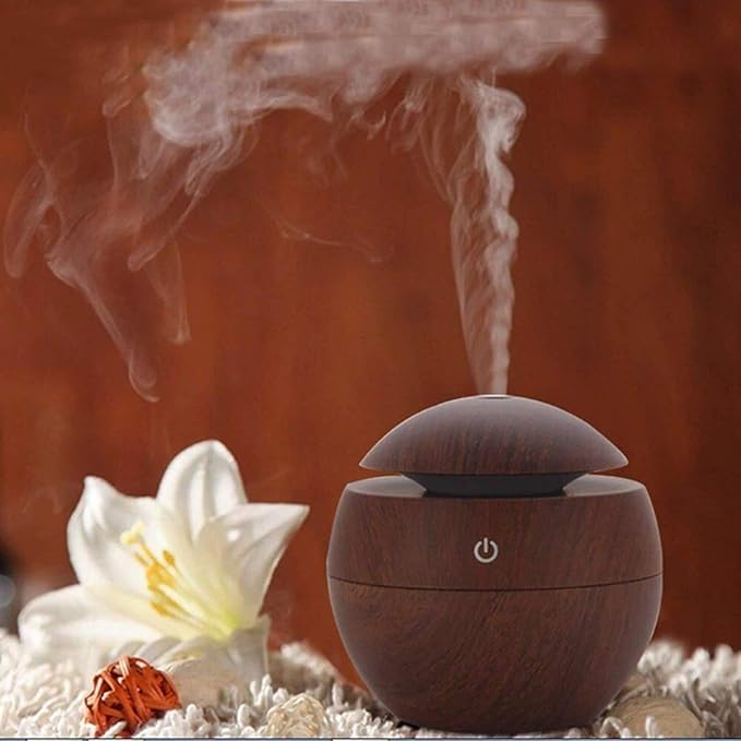 Portable Mini Wooden Air Humidifiers Aromatherapy Ultrasonic Humidifier Oil Aroma Diffuser Usb Purifier Color Changing Led Touch Switch Atomization Humidifier For Home Office And Car - 1Pcs