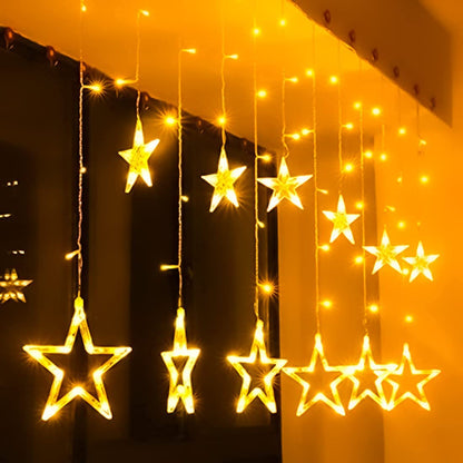 Warm White 6 Star Curtain Lights 2