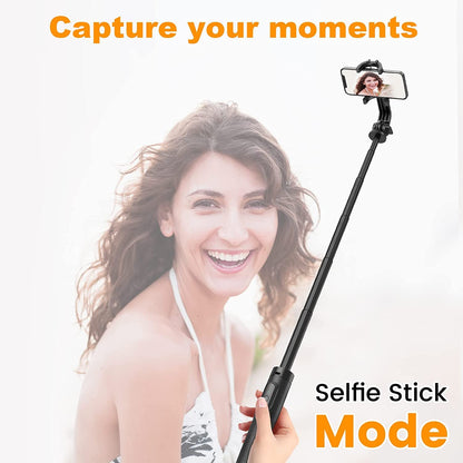 Q05 New Long Bluetooth Extendable Selfie Stick for Mobile Phone & Camera's with Wireless Remote & Tripod Stand Portable Lightweight Long Multi-Function for YouTube, Photos & Cooking