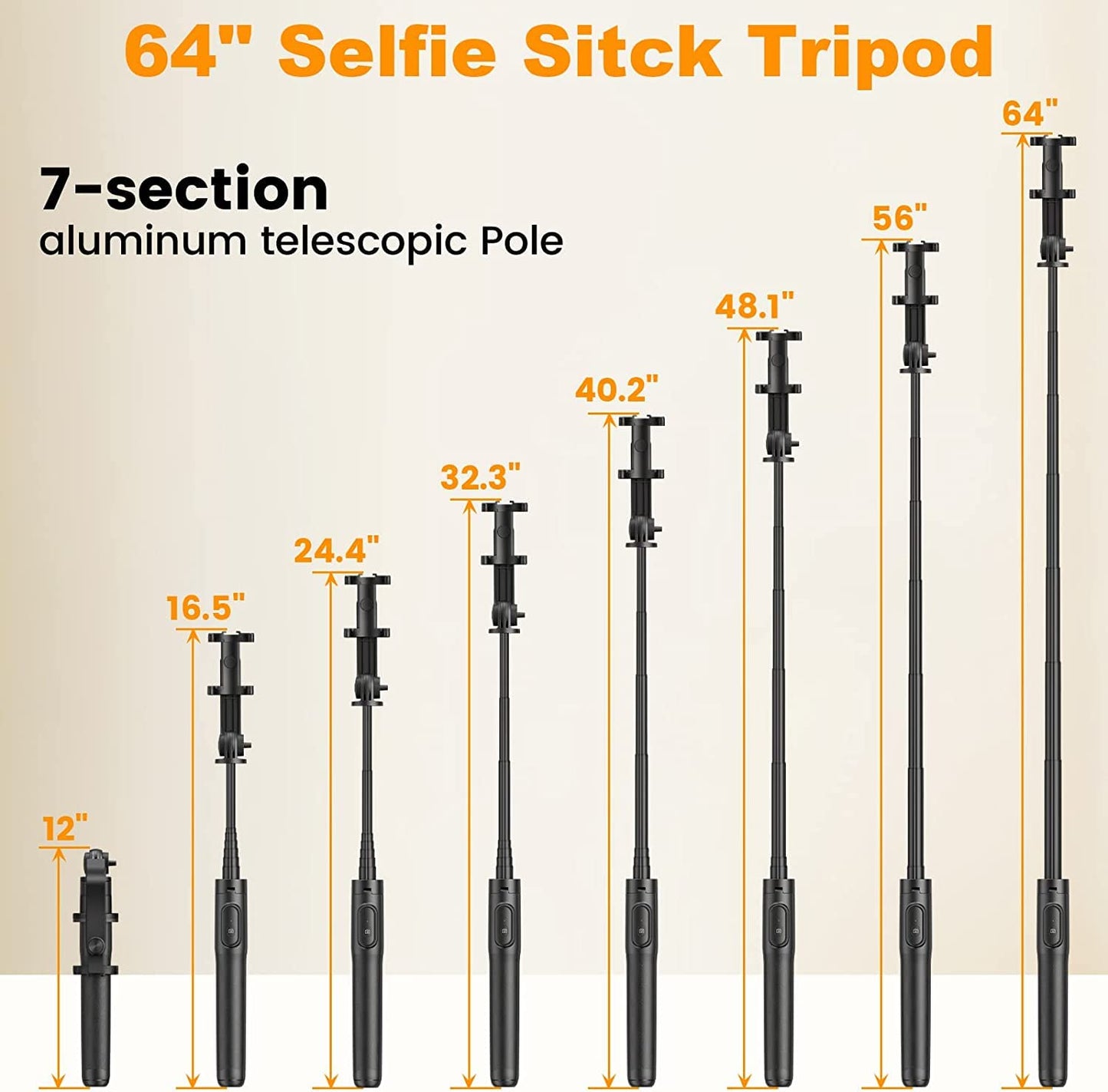 Q05 New Long Bluetooth Extendable Selfie Stick for Mobile Phone & Camera's with Wireless Remote & Tripod Stand Portable Lightweight Long Multi-Function for YouTube, Photos & Cooking