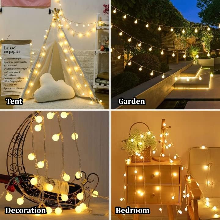 Warm Wonder: 7.5 Meter 14 Mini Globe Bubble Ball Lights in Warm Yellow - Perfect for Diwali, Outdoor Balcony, Backyard, Porch, Cafe, Parties, and Home Decoration