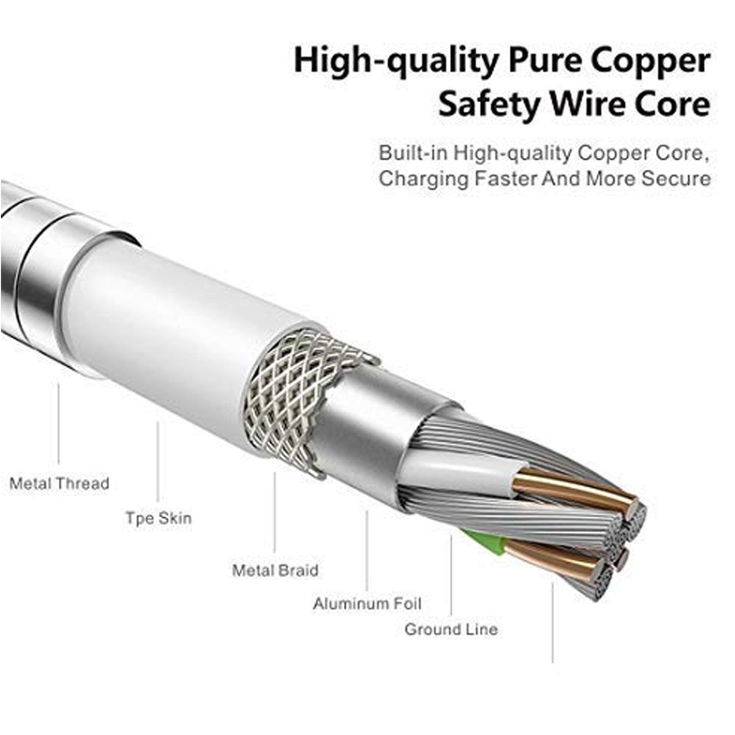 Marley Hudson Lightning USB Charging  Cable for iOS Devices (Silver) for Iphone / iPad