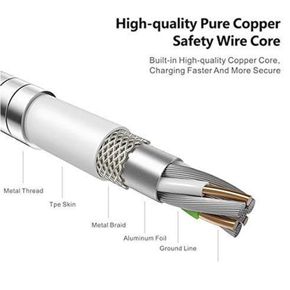 Marley Hudson Lightning USB Charging  Cable for iOS Devices (Silver) for Iphone / iPad