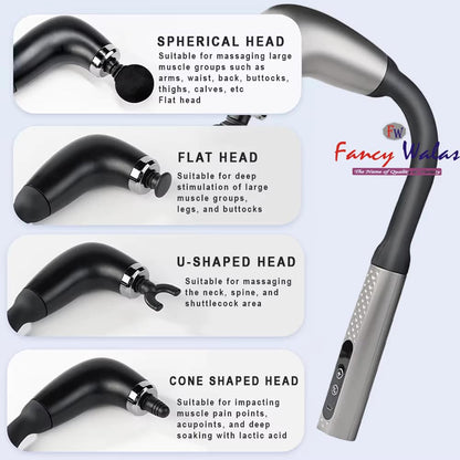 Replicates Shiatsu Massager with Upgraded Extended Handle, Full Body Massager for Pain Relief Deep Tissue with LCD Screen, Massage Gun with 4 Massage Heads | 9 Modes & 9 Speed Levels