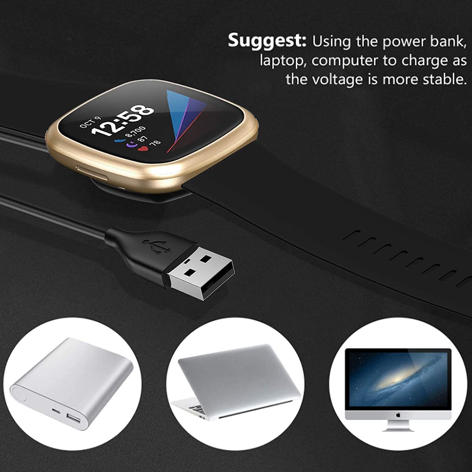 Charger for Fitbit Sense/Versa 3
