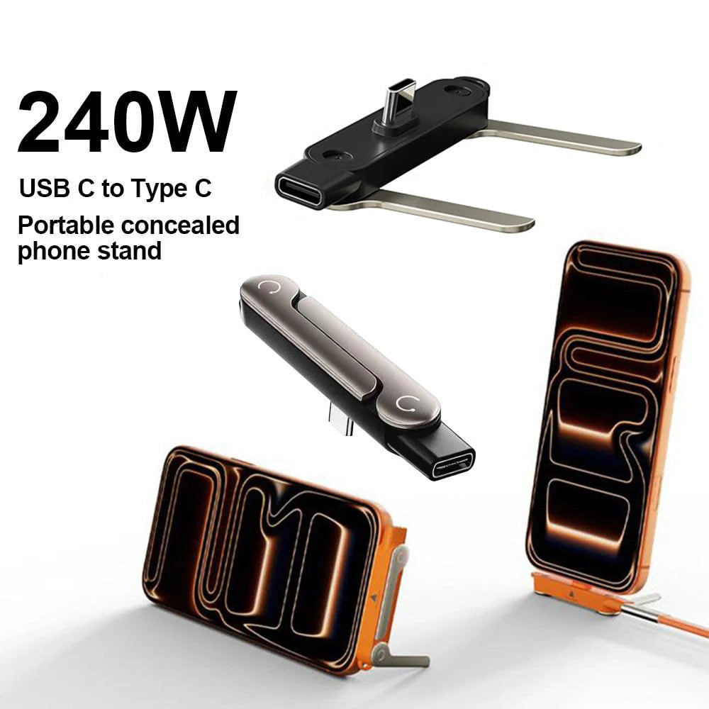 ChargeNest 240W USB-C PD Fast Charging Adapter with Foldable Adjustable Phone Stand