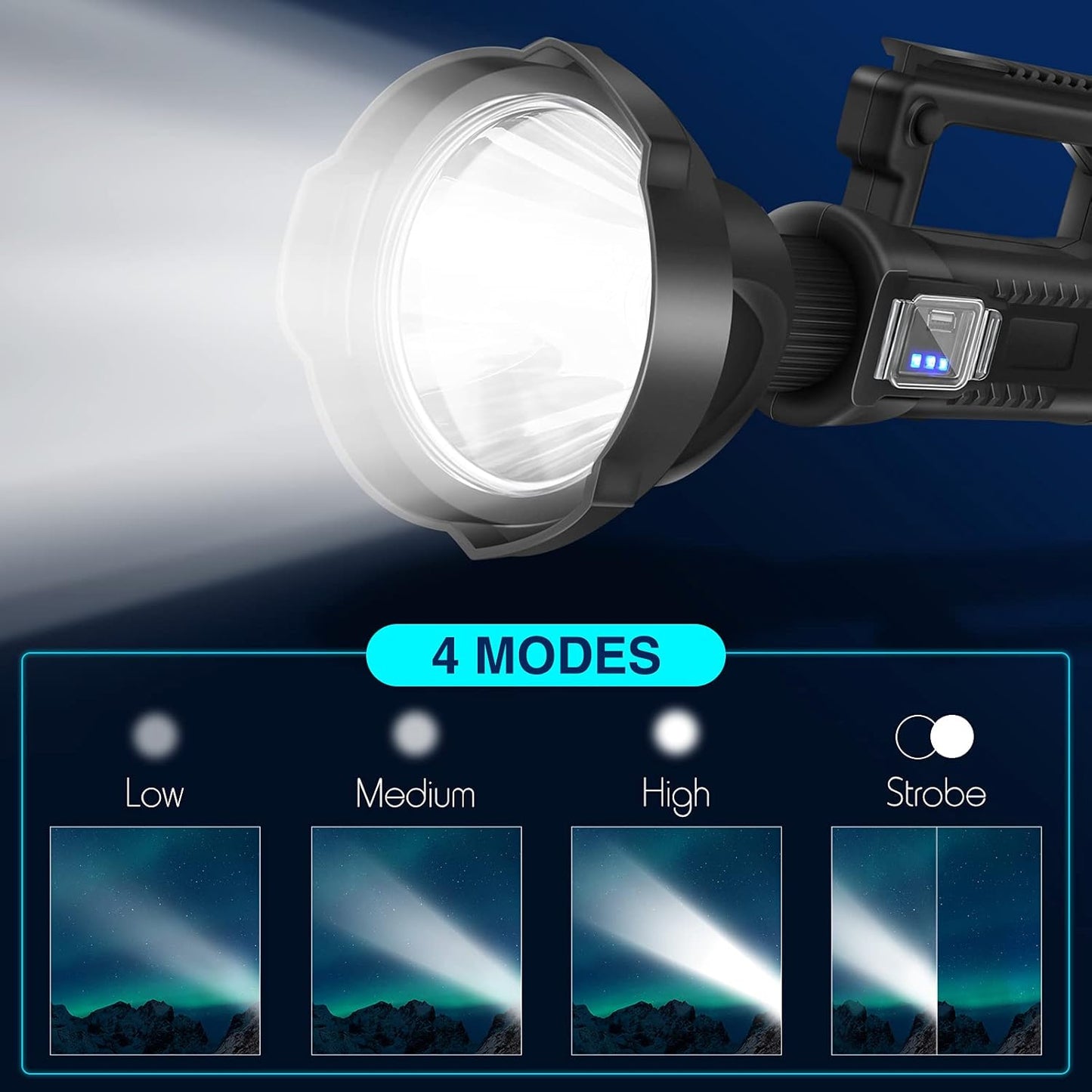 100W Rechargeable LED Multifunctional Searchlight USB Side
