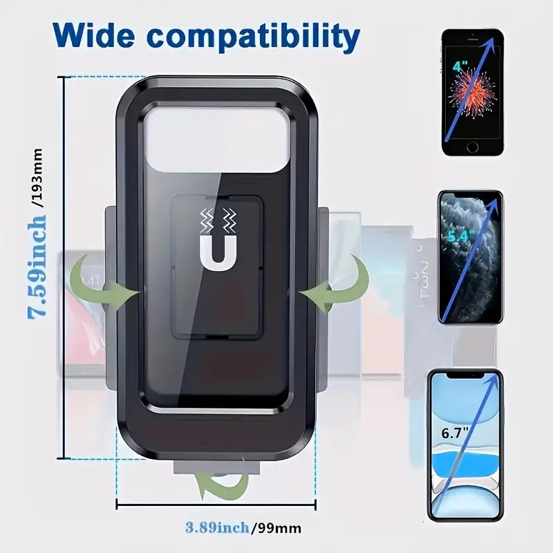 GripLock Pro™ - Waterproof Motorcycle Phone Mount with 360° Rotation & Shock Absorption