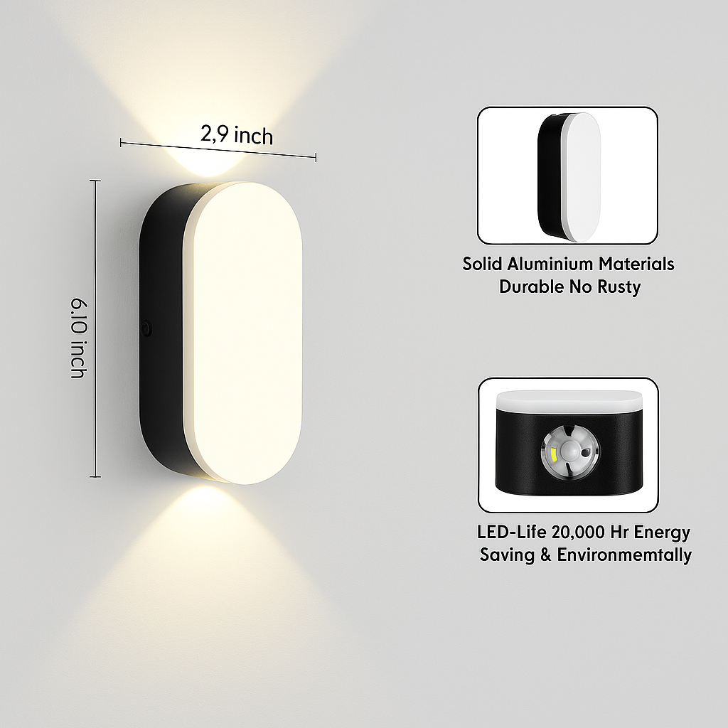 Warm White Up-Down LED Wall Light – Decorative Design