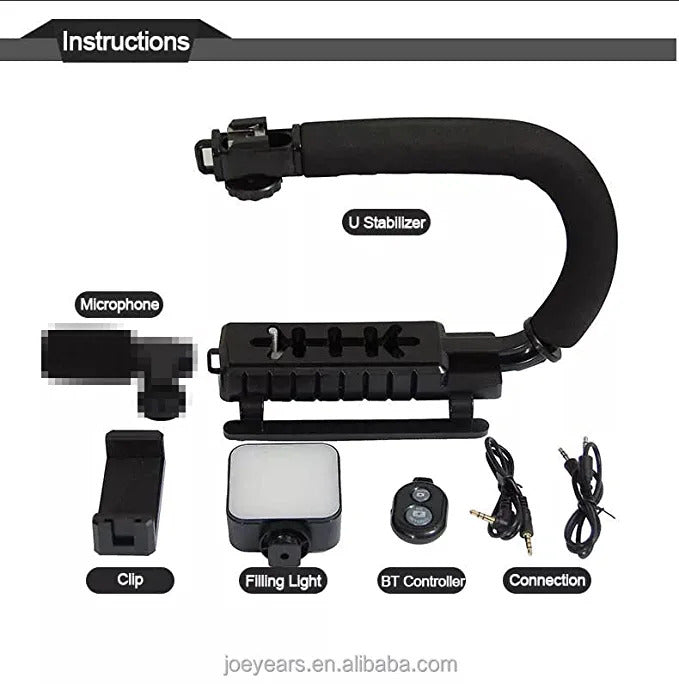 U Shaped Video Making Handheld Stabilizer Kit Camera Gimbal for Outdoor Videography Portable Video Camera Accessories C Shape Stabilizer for DSLR Mobile Phones DV