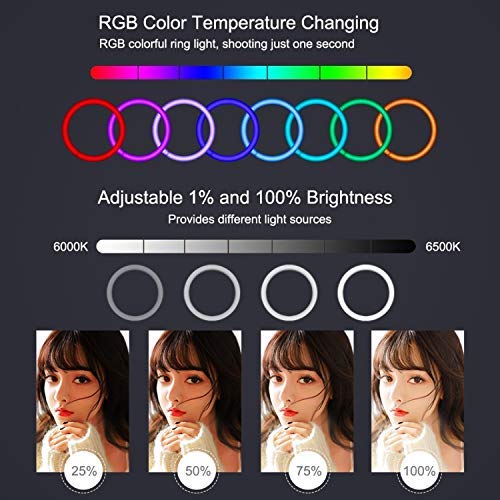 RGB LED Soft Ring Light 10Inch, RGB Flash Ring Light for Camera Smartphone YouTube Video Shooting and Makeup