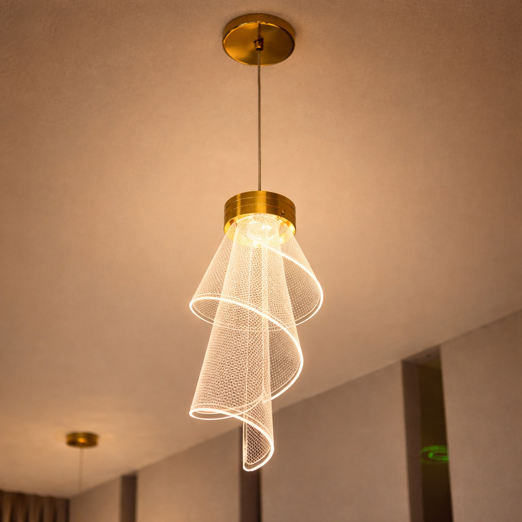 Spiral Cone Glass Pendant Light — Single Piece (1 Ft)