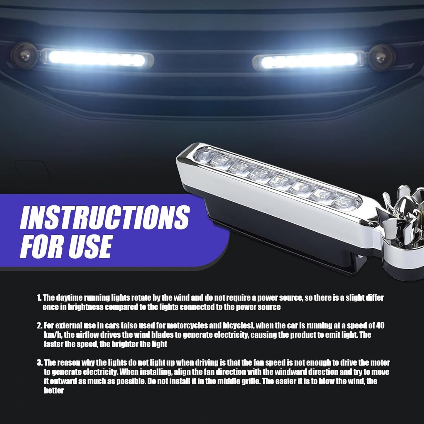 LED Wind Powered Vehicle Lights Car Lamp