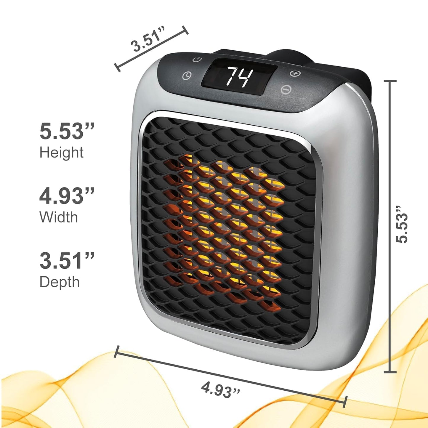 800 Convenient Wall Outlet Heater with Adjustable Thermostat Programmable 12 Hour Timer Auto Shut-Off - Mini Ceramic Heater Quiet and Space Saving