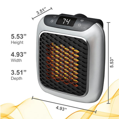 800 Convenient Wall Outlet Heater with Adjustable Thermostat Programmable 12 Hour Timer Auto Shut-Off - Mini Ceramic Heater Quiet and Space Saving