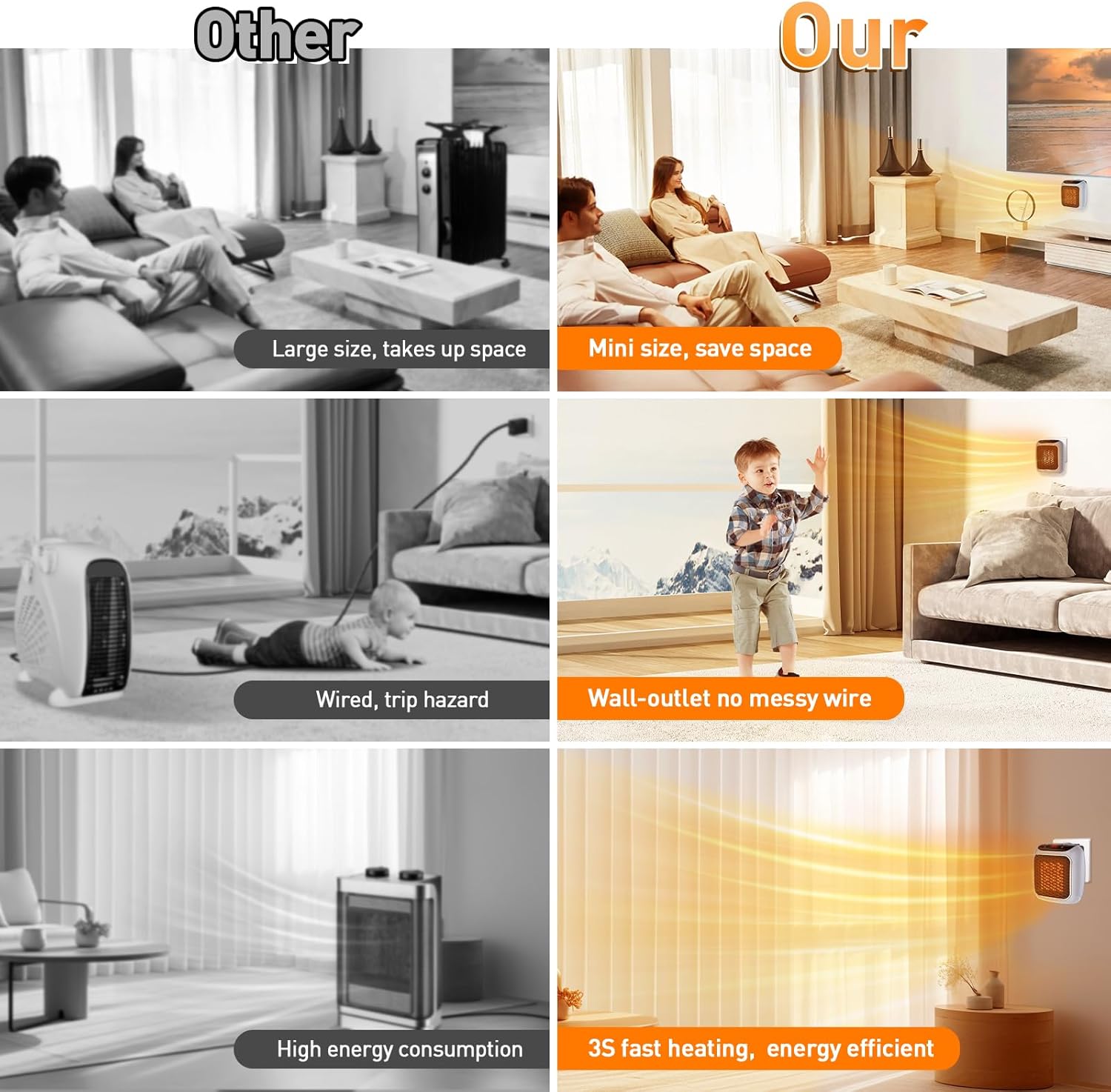 800W Plug-In Mini Personal Heater
