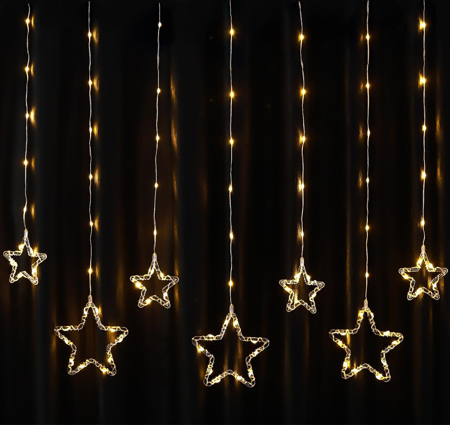 SOOLID 5+5 Star LED Curtain String Lights | Waterproof Decorative Fairy Lights for Diwali, Christmas, Wedding, Party, Bedroom | Warm White & Multi-Colour Hanging Lights for Home Decoration