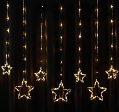 SOOLID 5+5 Star LED Curtain String Lights | Waterproof Decorative Fairy Lights for Diwali, Christmas, Wedding, Party, Bedroom | Warm White & Multi-Colour Hanging Lights for Home Decoration