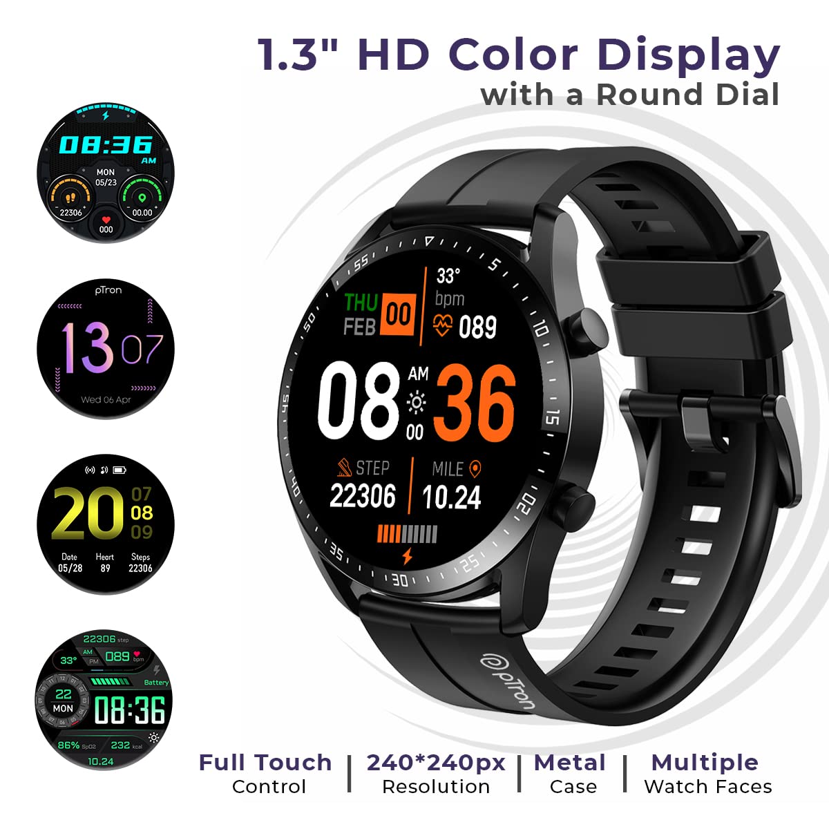 PTron Force X11P Bluetooth Calling Smartwatch 1