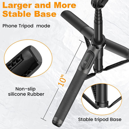 Q05 New Long Bluetooth Extendable Selfie Stick for Mobile Phone & Camera's with Wireless Remote & Tripod Stand Portable Lightweight Long Multi-Function for YouTube, Photos & Cooking