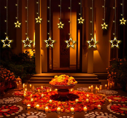 Warm White 6 Star Curtain Lights 2