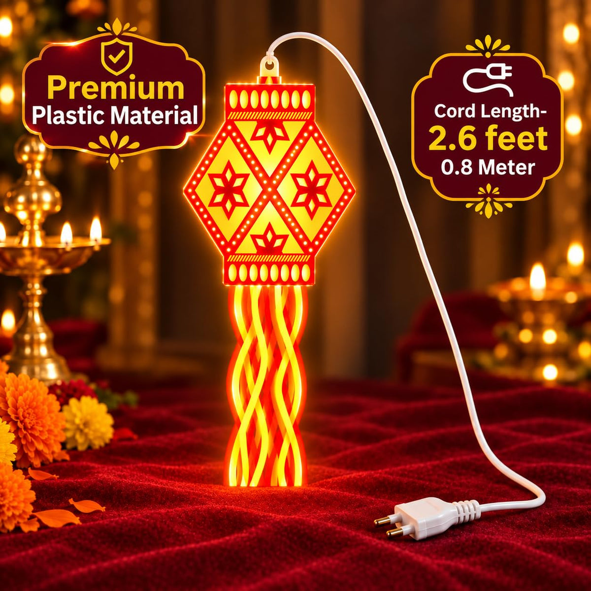 Royal Radiance LED Hanging Lantern – Traditional Golden Glow Decorative Light for Diwali, Home & Festive Decor