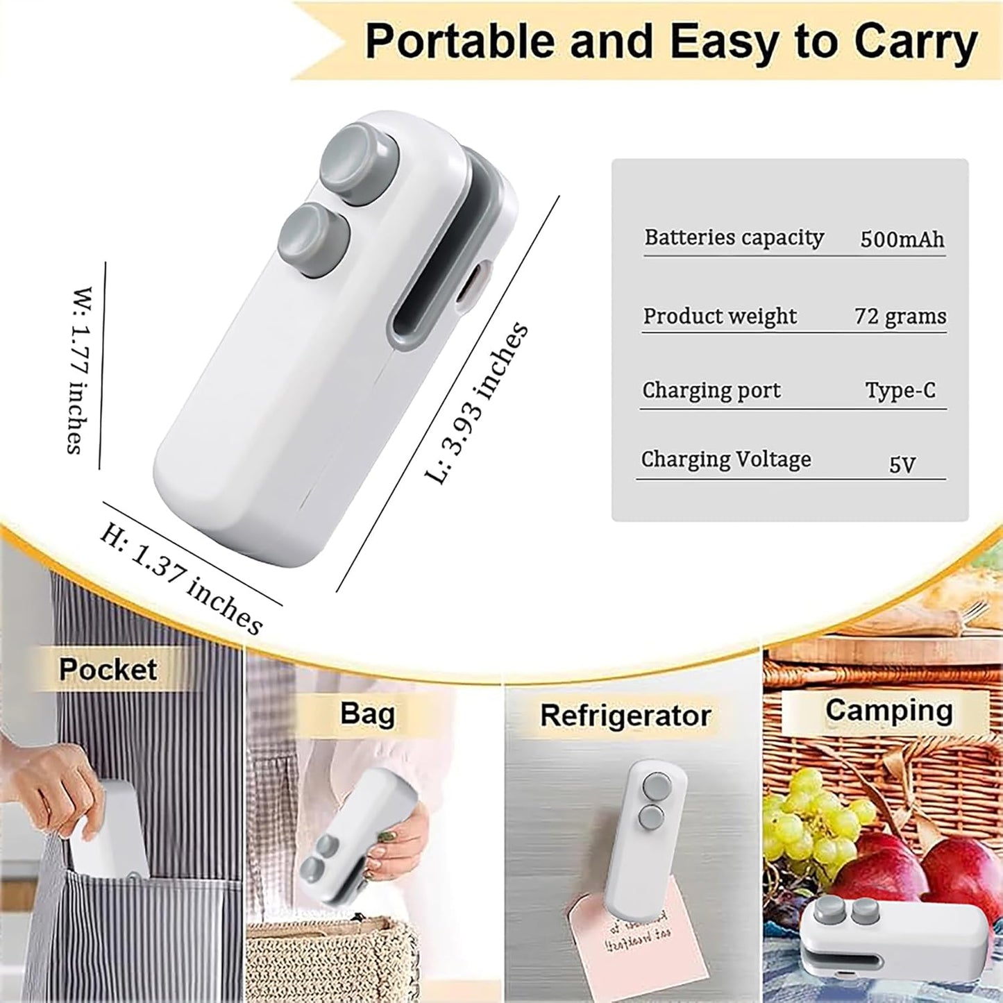 Rechargeable Mini Sealing Machine Heat Vacuum Sealer