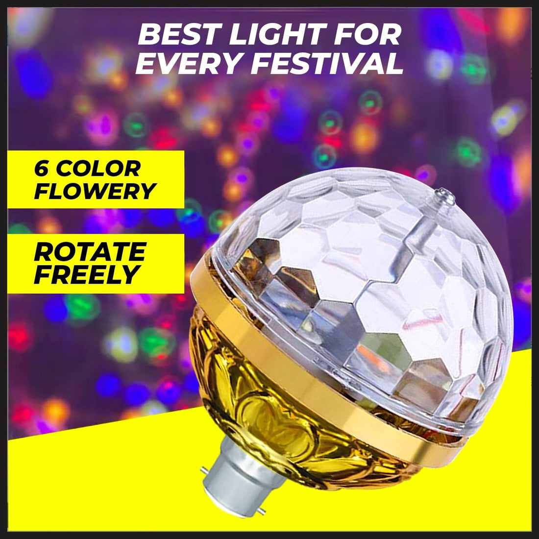 360 Degree Rotating LED Crystal Magic Ball RGB Mini LED Stage Light Bulb Rotating Disco Party DJ Colorful Effect Ball Projector Lights Bulb