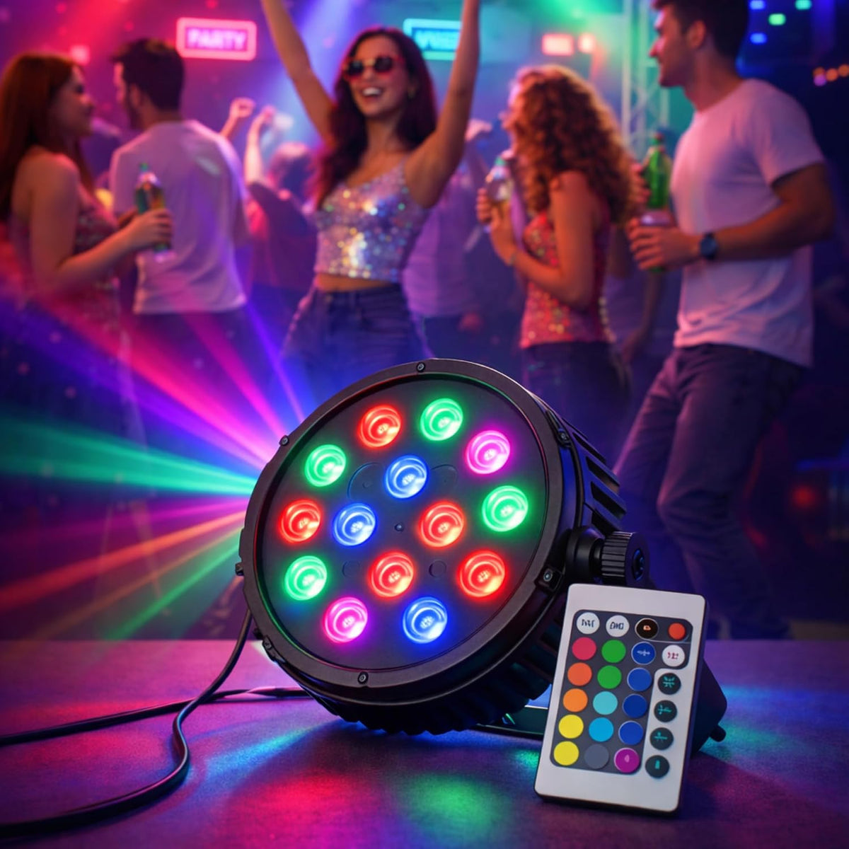 12 LED RGB Multicolor PAR Light with Remote Control