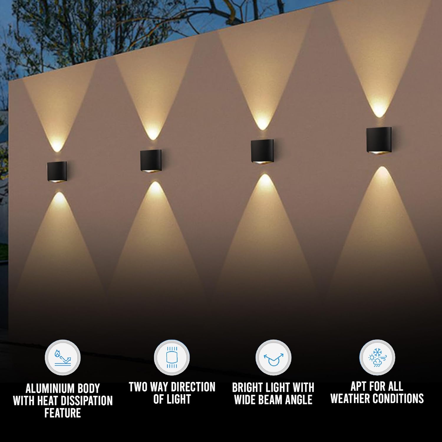 Gesto 2W Waterproof Led Wall Light for Home Decoration – Up Down 2-Way LED Wall Lamp | IP65 Outdoor Fancy Wall Lights for Balcony,Gate,Elevation,Garden,Patio | Decorative Wall Mount Light -Pack of 1