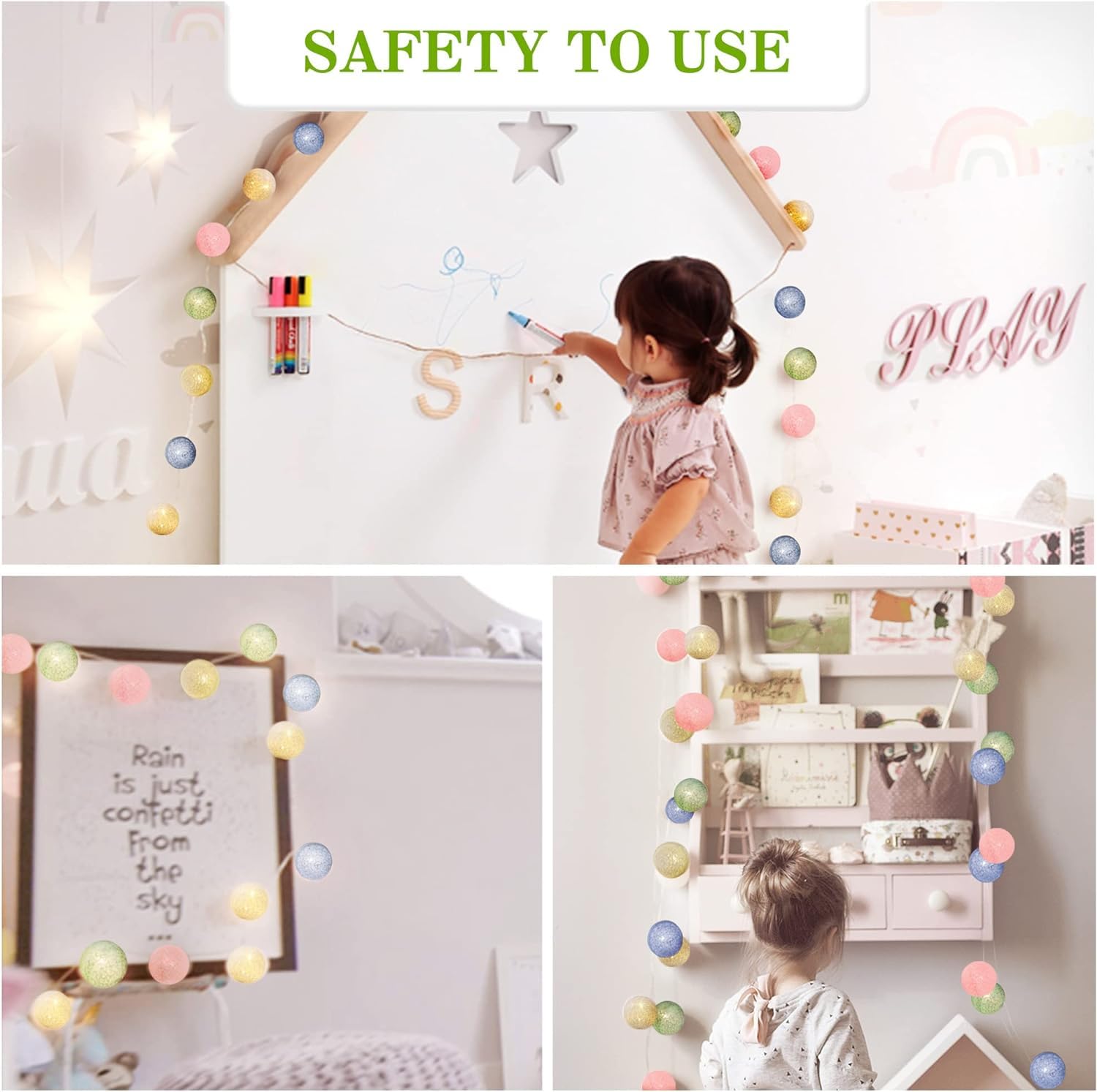 Fairy Cotton Ball Lights 10 LED Battery Powered String Light