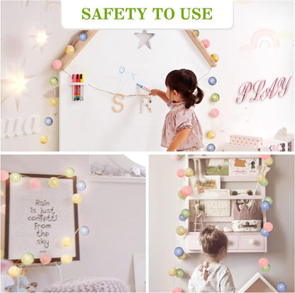 Fairy Cotton Ball Lights 10 LED Battery Powered String Light