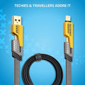 AB 4 in 1 Charging Cable Fast Charging 65W, USB C Cable 4-in-1 USB Multi Charging Cable| Supporting Thunderbolt Port,Type C Lightning,Type A For All iPhones & Laptop