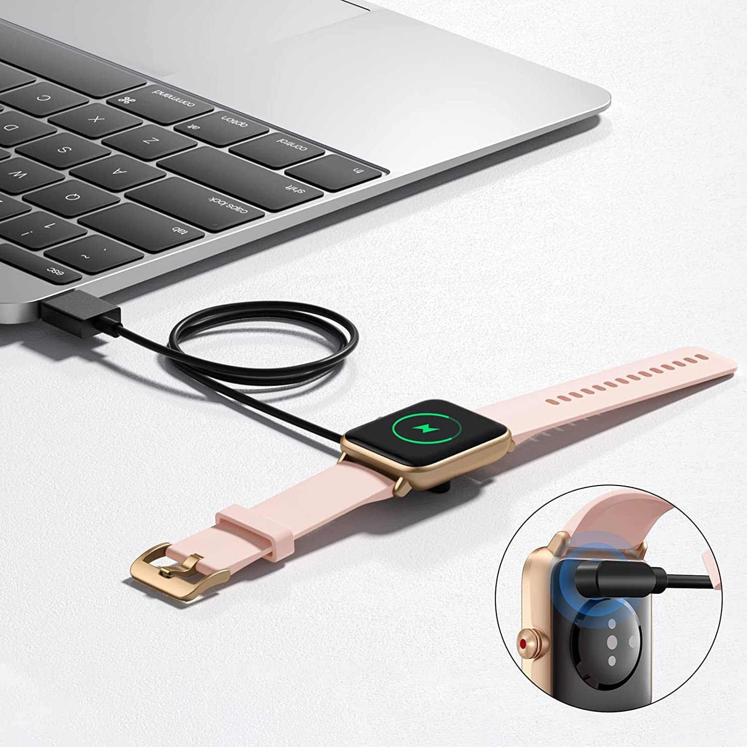 USB Clip Charging Cable Compatible with Ptron Force X11P Smart Watch