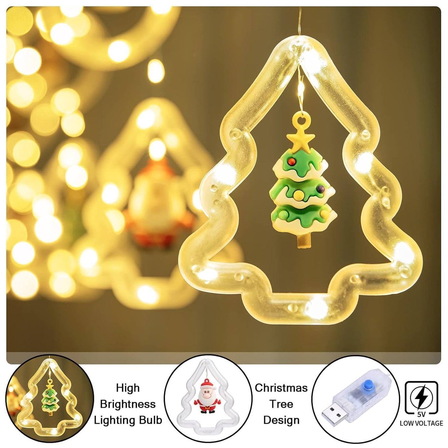 5+5 Ball and Tree Warm White Christmas LED Decorative Lights
