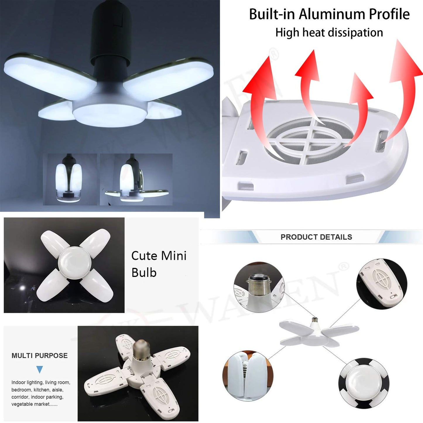 15W Fan Shape Led Bulb Upto 855% Energy Saving Ceiling Bulb Lights