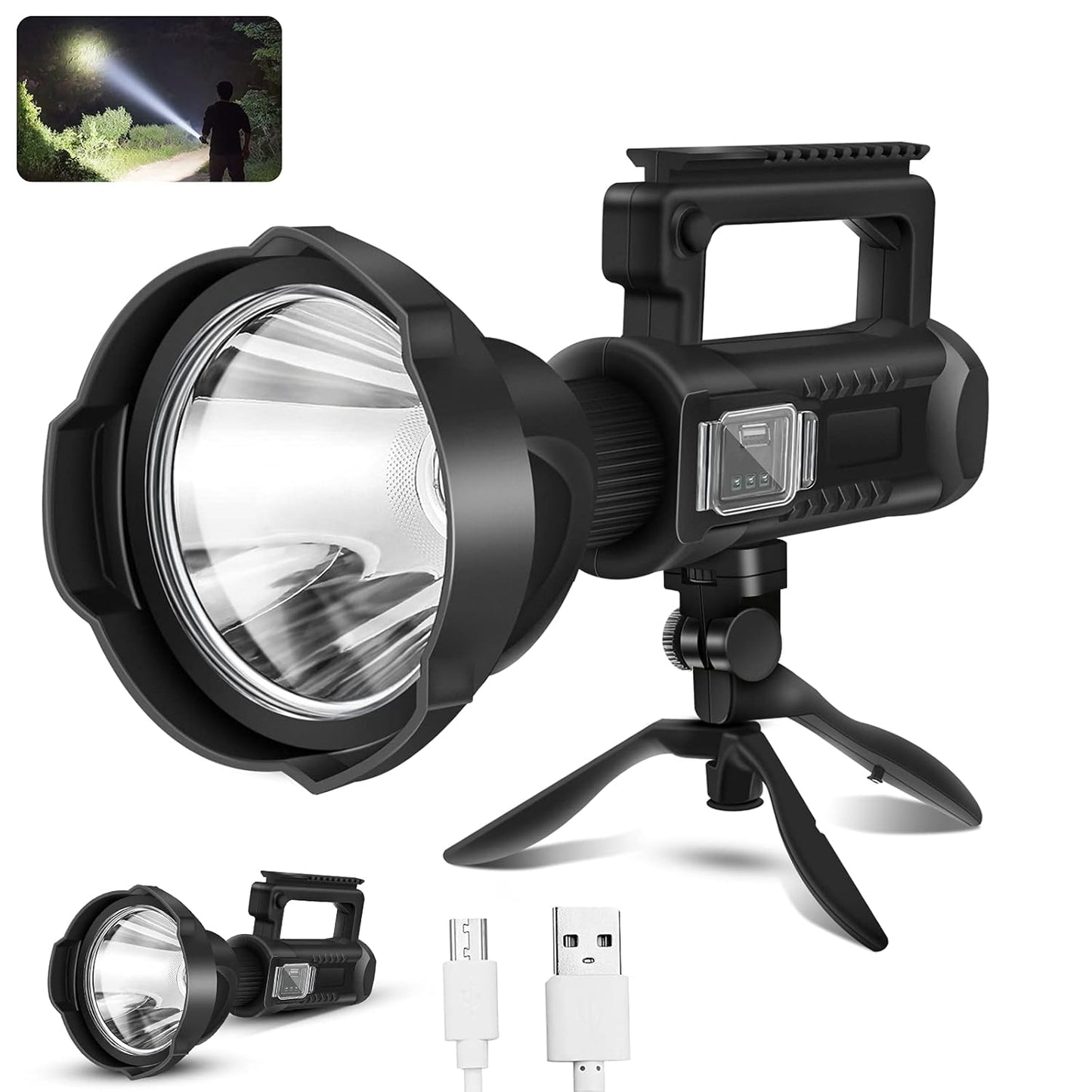 100W Rechargeable LED Multifunctional Searchlight USB Side
