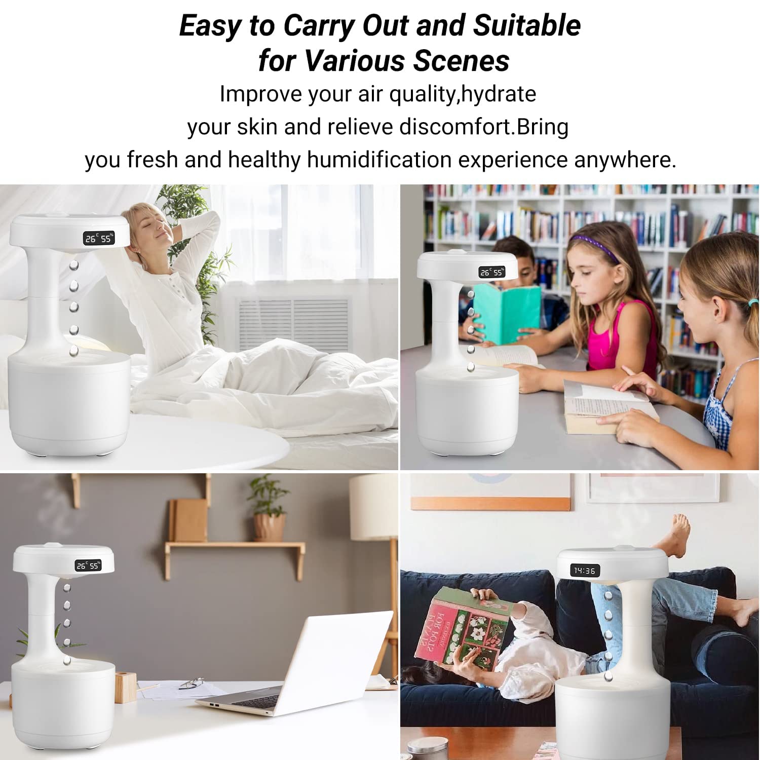 Anti-Gravity Water Droplet Humidifier with 2 Mode