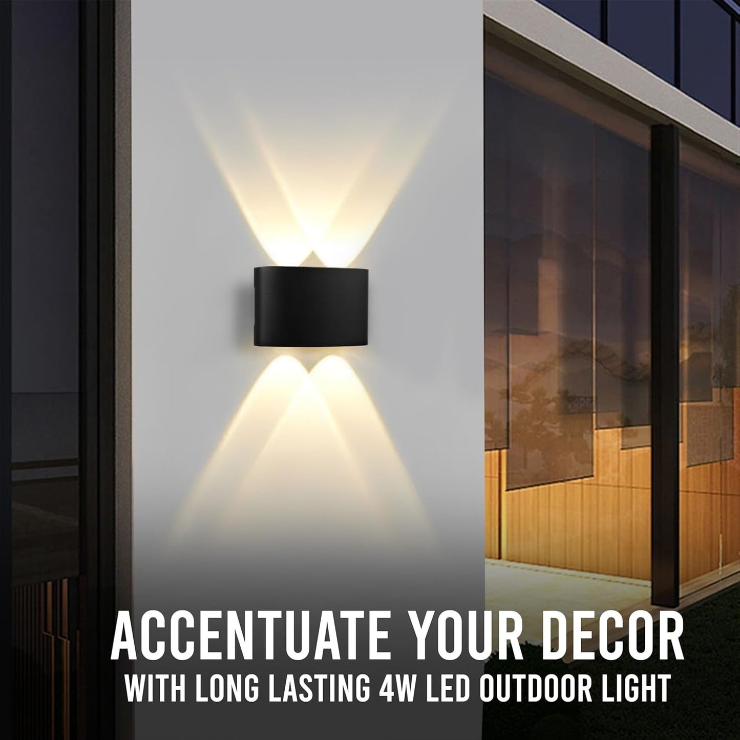 Gesto 4W Waterproof Led Wall Light for Home Decoration – Up Down 2-Way LED Wall Lamp | IP65 Outdoor Fancy Wall Lights for Balcony,Gate,Elevation,Garden,Patio | Decorative Wall Mount Light -Pack of 1