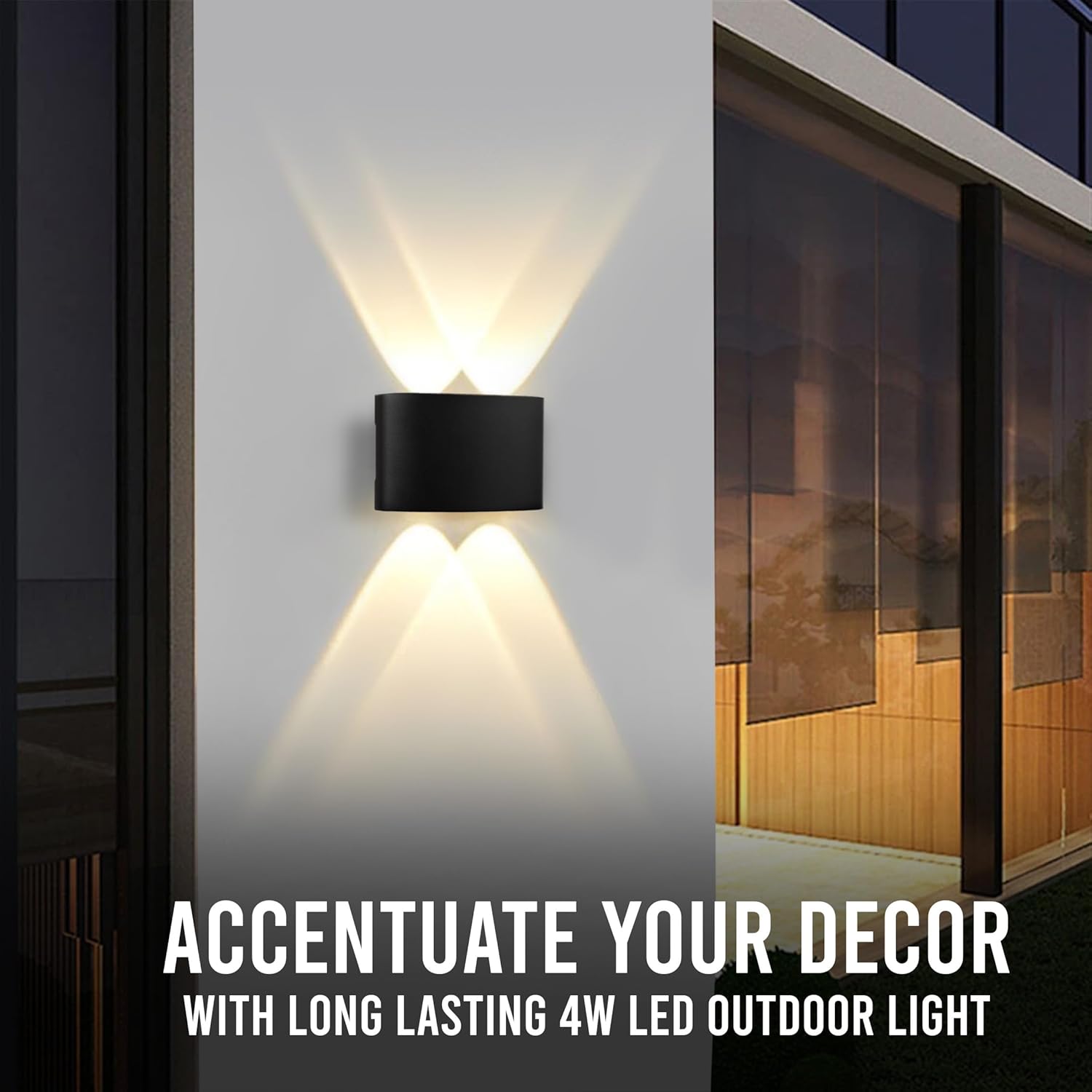 Gesto 4W Waterproof Led Wall Light for Home Decoration – Up Down 2-Way LED Wall Lamp | IP65 Outdoor Fancy Wall Lights for Balcony,Gate,Elevation,Garden,Patio | Decorative Wall Mount Light -Pack of 1