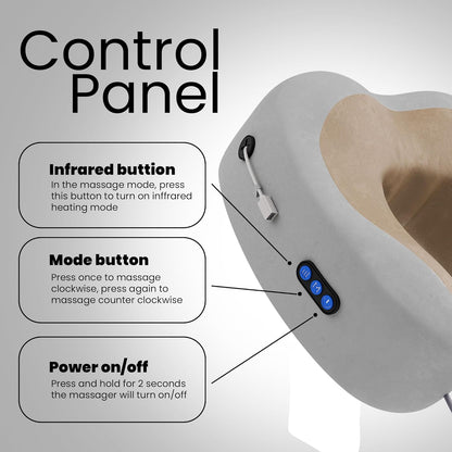 SELLASTIC Travel Neck Pillow Electric Neck Massager Memory Foam Pillow for Cervical Pain Relief with 3 Massage Mode/Rechargeable,Wireless Neck Pillow for Air Travel,Car,Home,Office,Gift