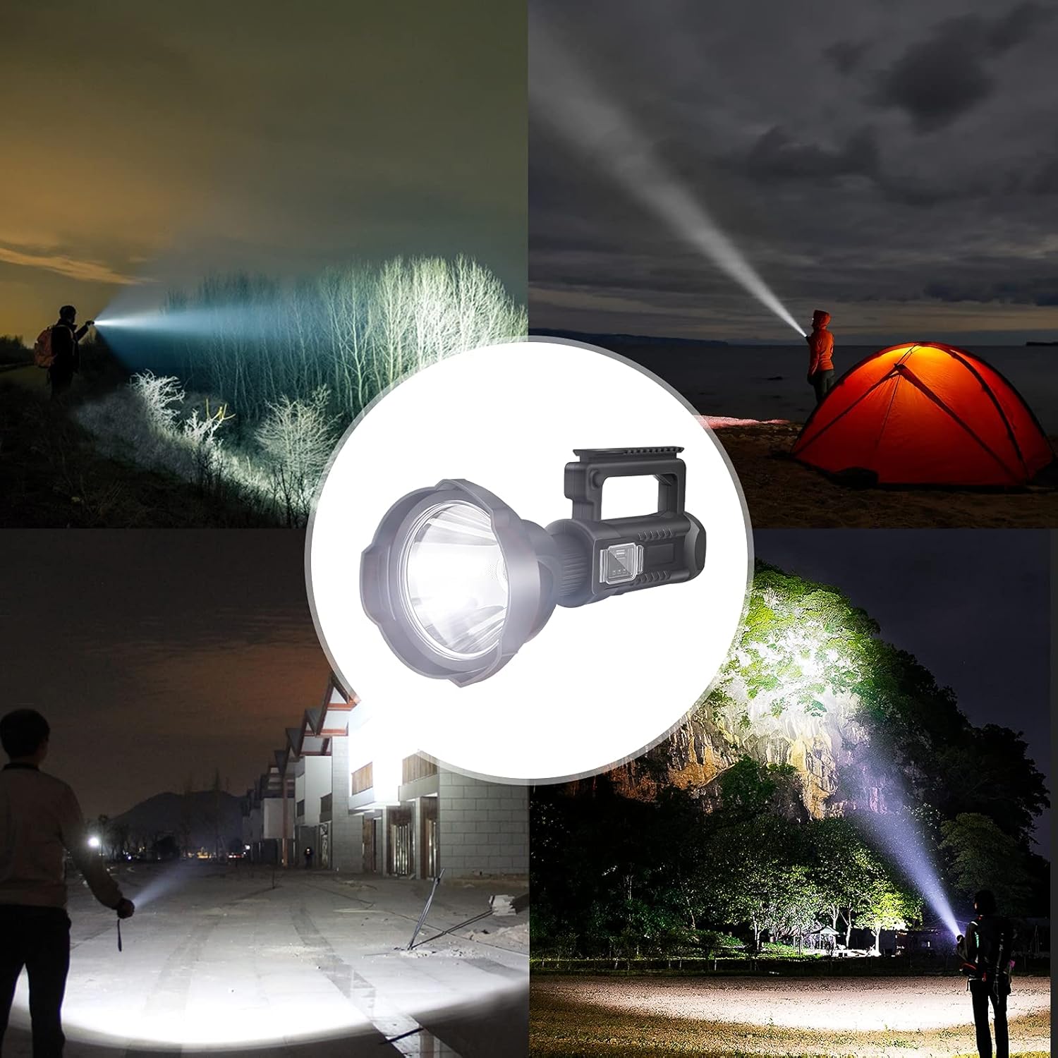 100W Rechargeable LED Multifunctional Searchlight USB Side