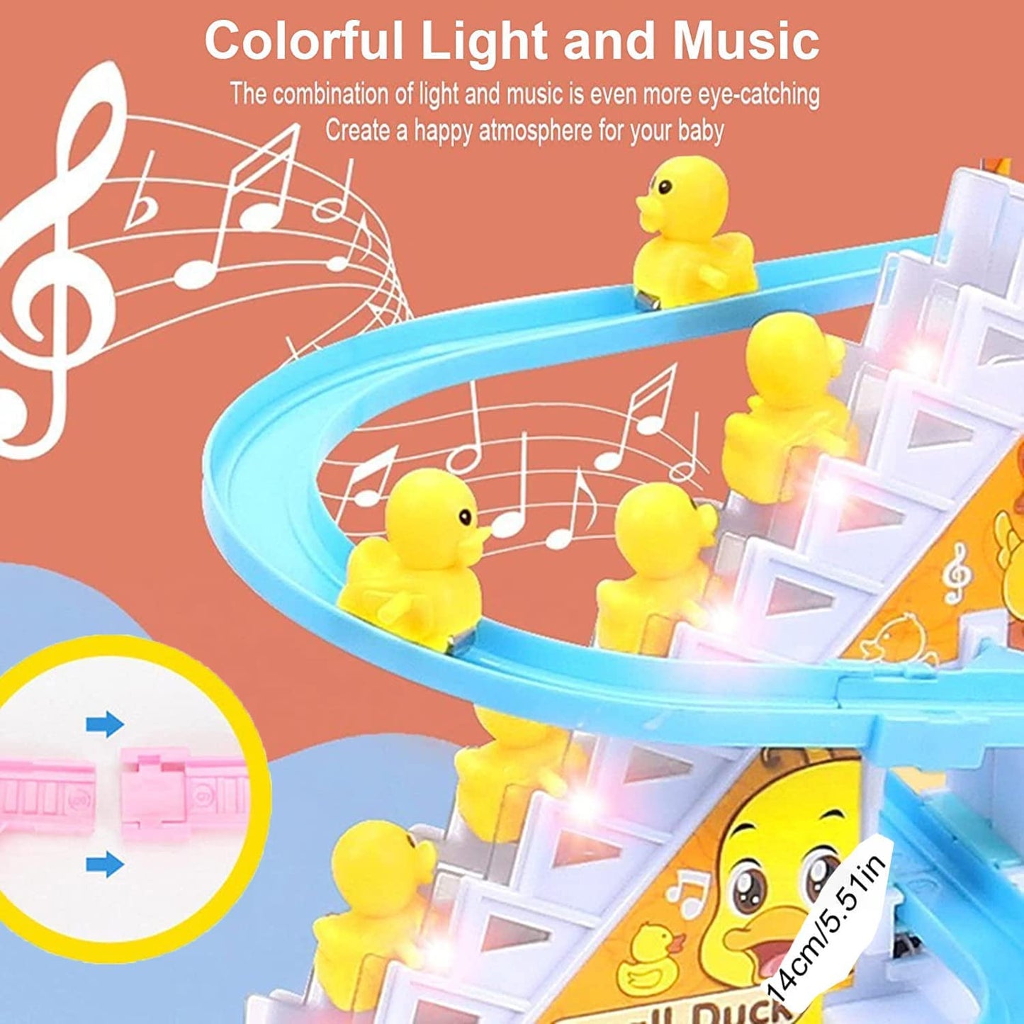 Cute Duck Climbing Stairs Toy with Lights & Music