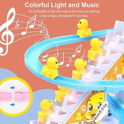 Cute Duck Climbing Stairs Toy with Lights & Music
