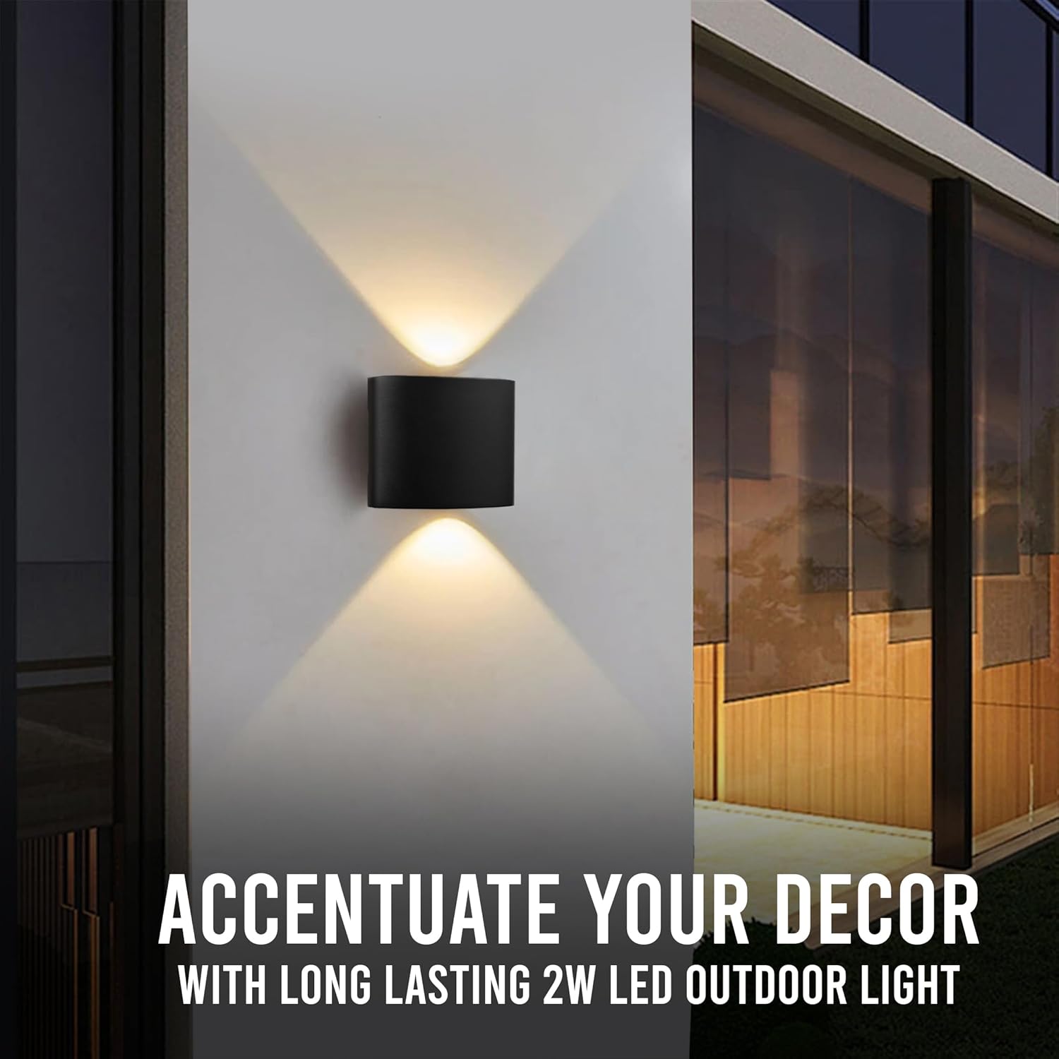 Gesto 2W Waterproof Led Wall Light for Home Decoration – Up Down 2-Way LED Wall Lamp | IP65 Outdoor Fancy Wall Lights for Balcony,Gate,Elevation,Garden,Patio | Decorative Wall Mount Light -Pack of 1